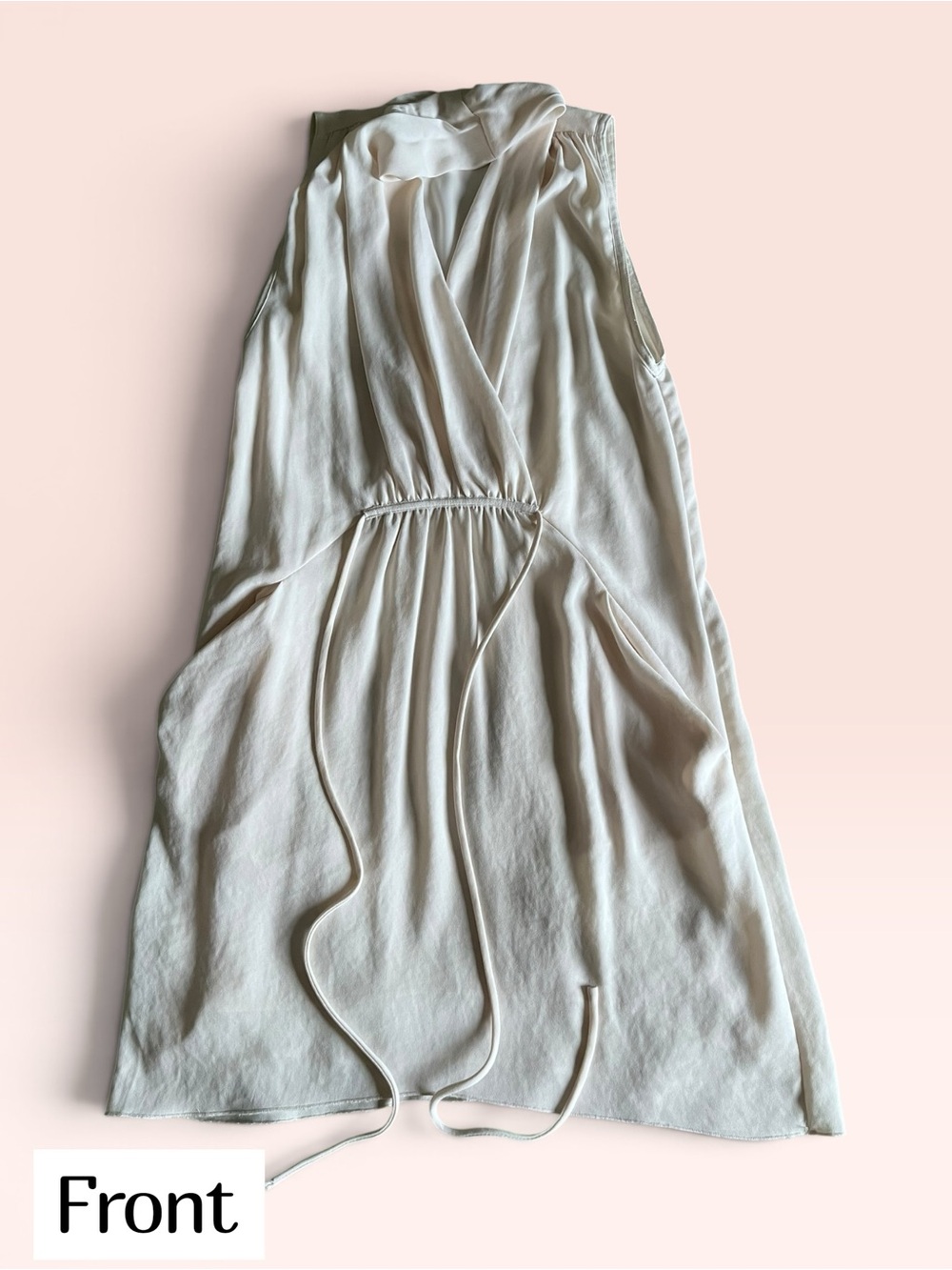 Aritzia Wilfred Ivory Sleeveless Wrap Tie Waist Dress XXS